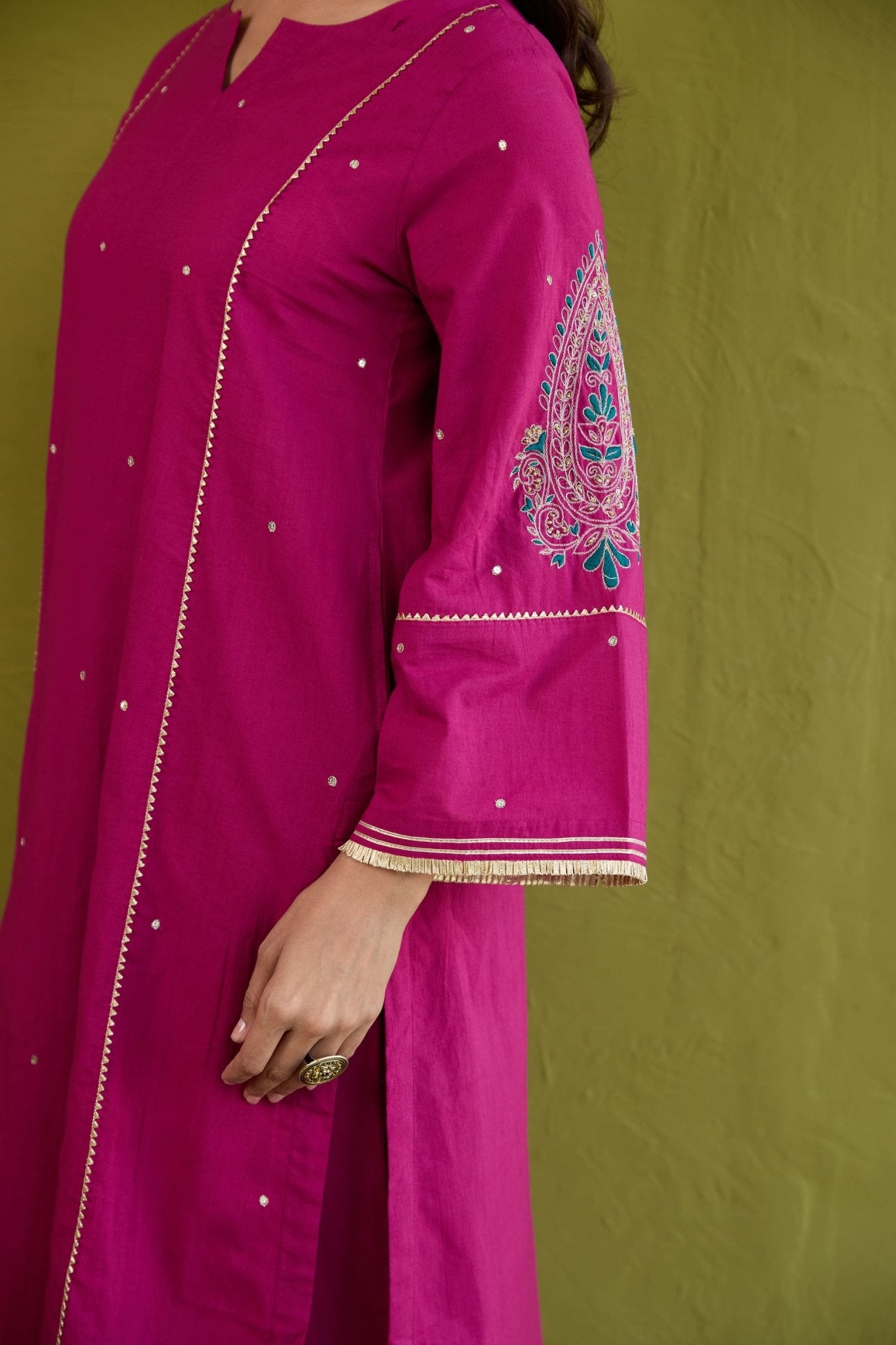 Magenta Sequin-Embellished Co-ord Set - Tara-C-Tara
