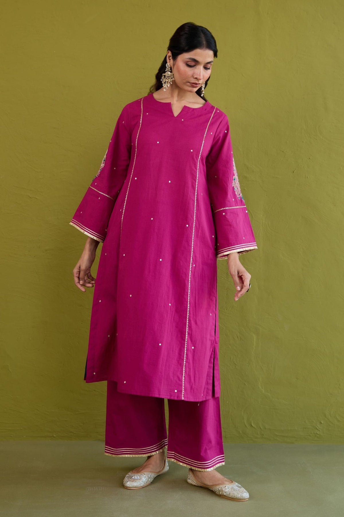 Magenta Sequin-Embellished Co-ord Set - Tara-C-Tara