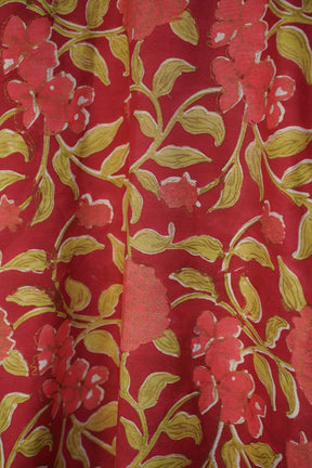 Maroon Floral Hand Block Printed Chanderi Silk Kurta - Tara-C-Tara