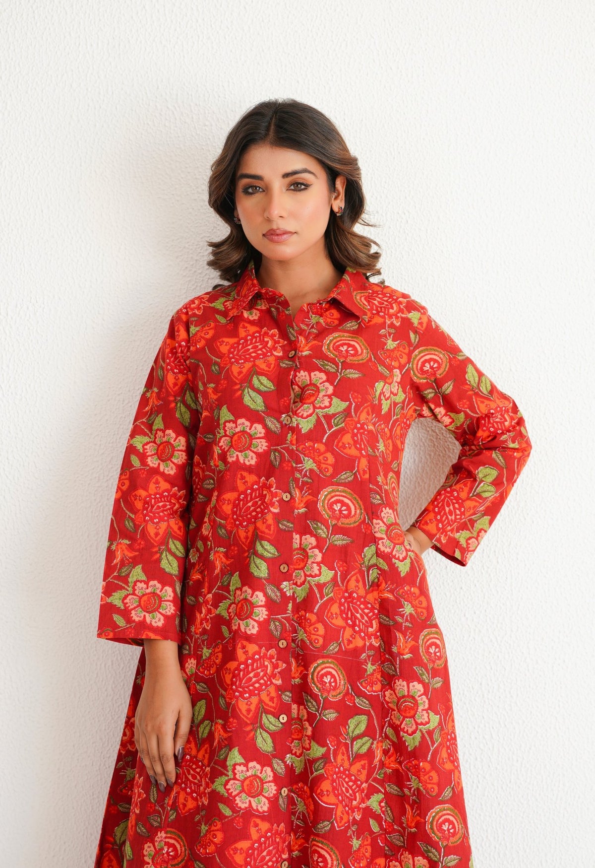 Maroon Floral Printed Co - Ord Set - Tara - C - Tara