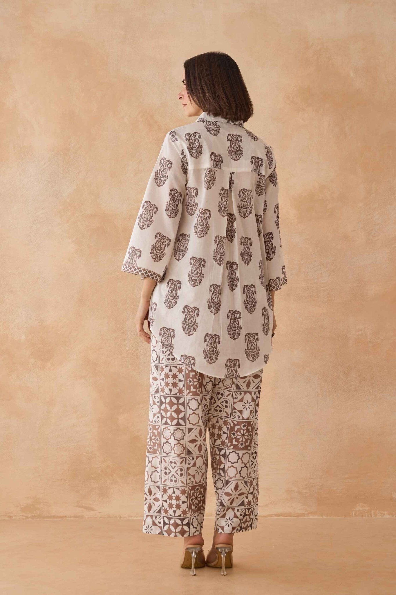 Mocha Paisley & Tile Printed Cotton Co - ord Set - Tara - C - Tara