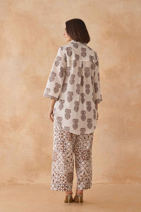 Mocha Paisley & Tile Printed Cotton Co - ord Set - Tara - C - Tara