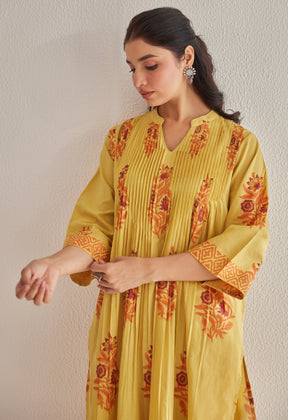 Mustard Hand Block Printed Coord Set - Tara - C - Tara