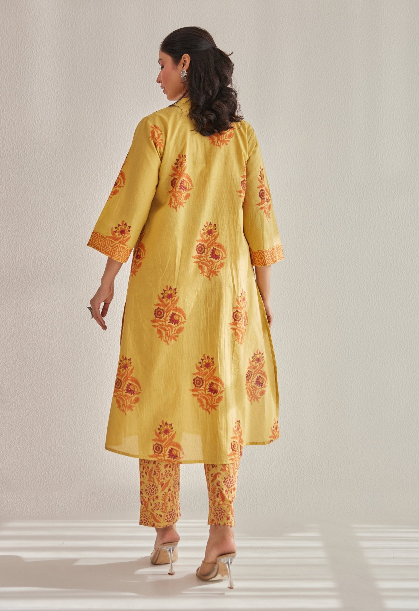 Mustard Hand Block Printed Coord Set - Tara - C - Tara