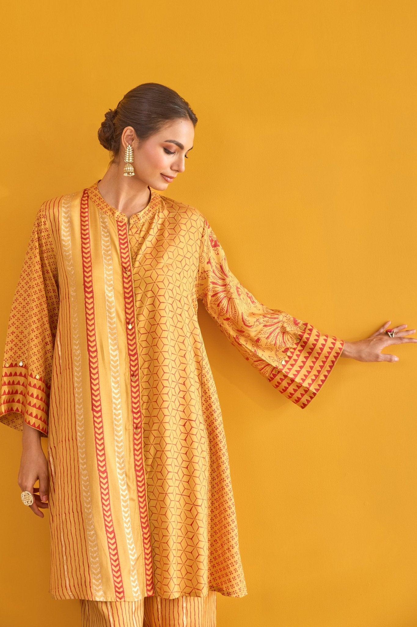 Mustard Hand Block Printed Coord Set - Tara - C - Tara