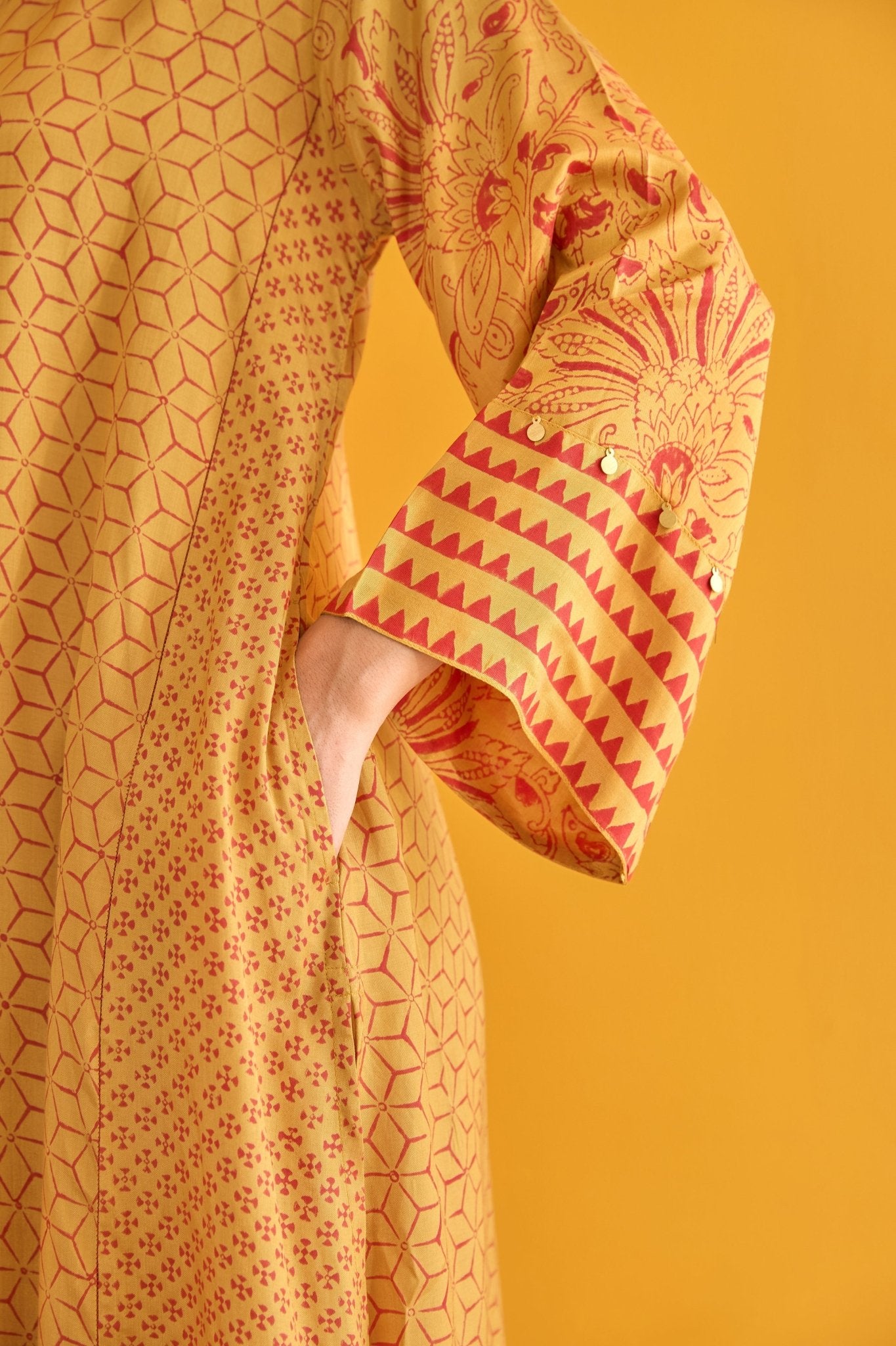 Mustard Hand Block Printed Coord Set - Tara - C - Tara