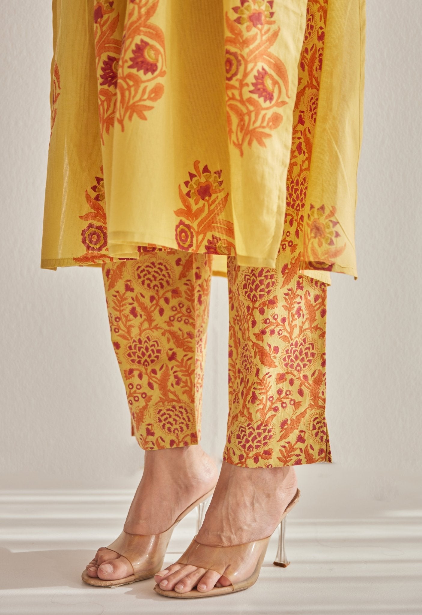 Mustard Hand Block Printed Coord Set - Tara - C - Tara