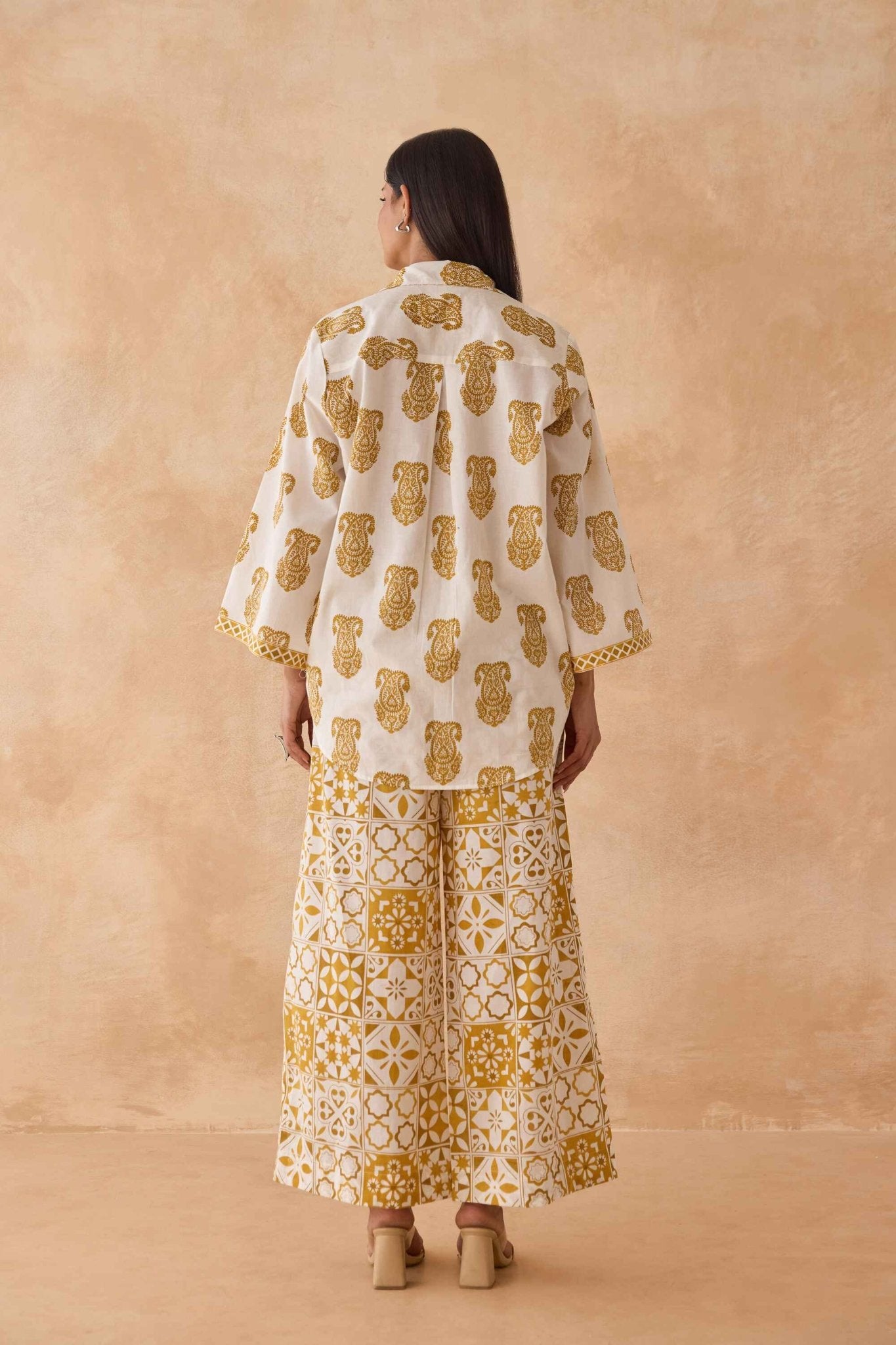 Mustard Paisley & Tile Printed Cotton Co - ord Set - Tara - C - Tara