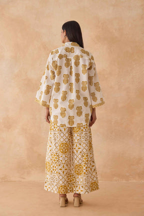 Mustard Paisley & Tile Printed Cotton Co - ord Set - Tara - C - Tara