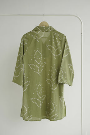 Olive Green Bandhej Printed Cotton Tunic - Tara-C-Tara