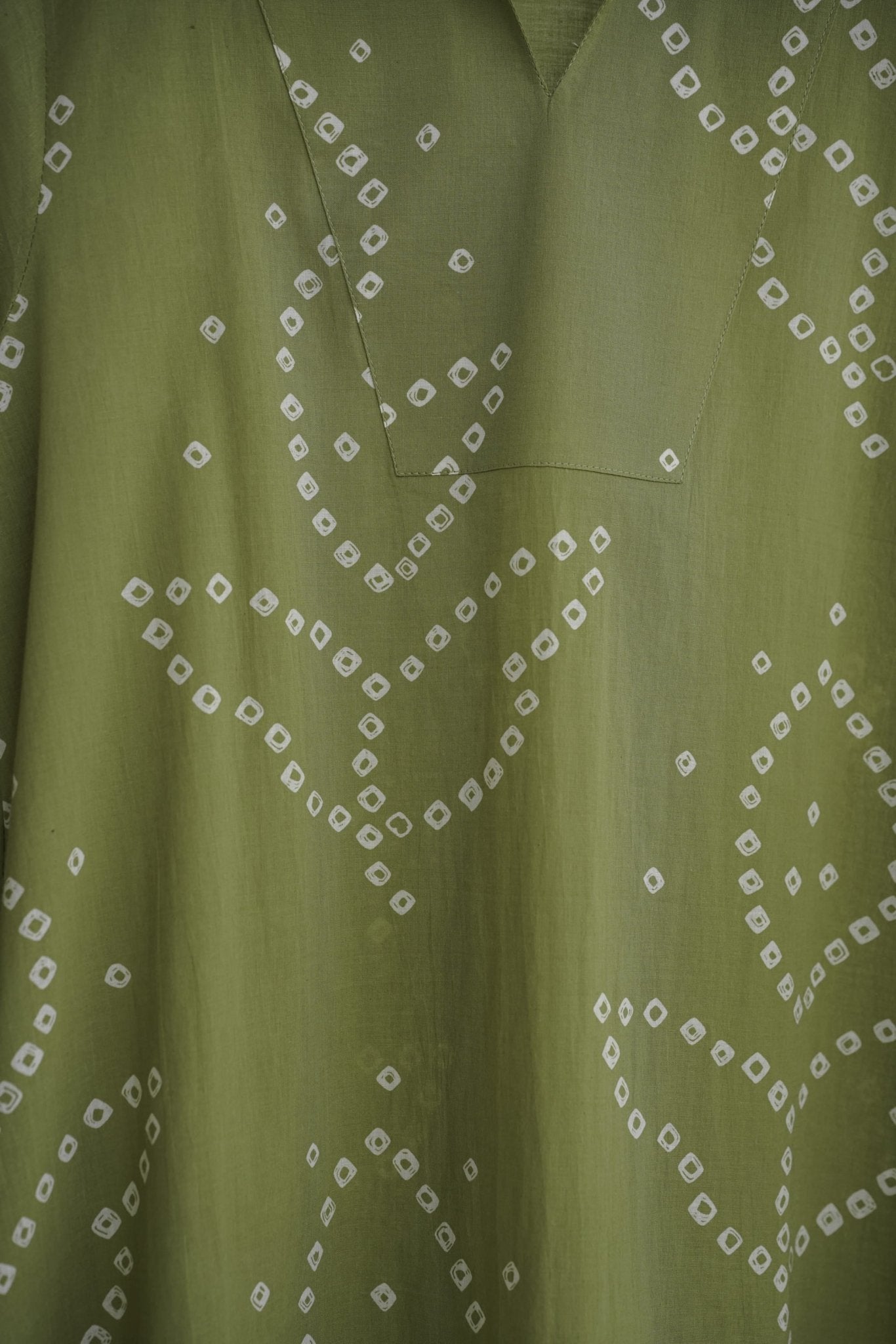 Olive Green Bandhej Printed Cotton Tunic - Tara-C-Tara