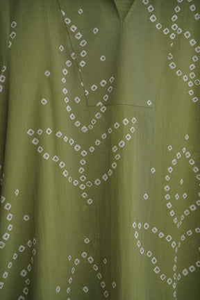Olive Green Bandhej Printed Cotton Tunic - Tara-C-Tara