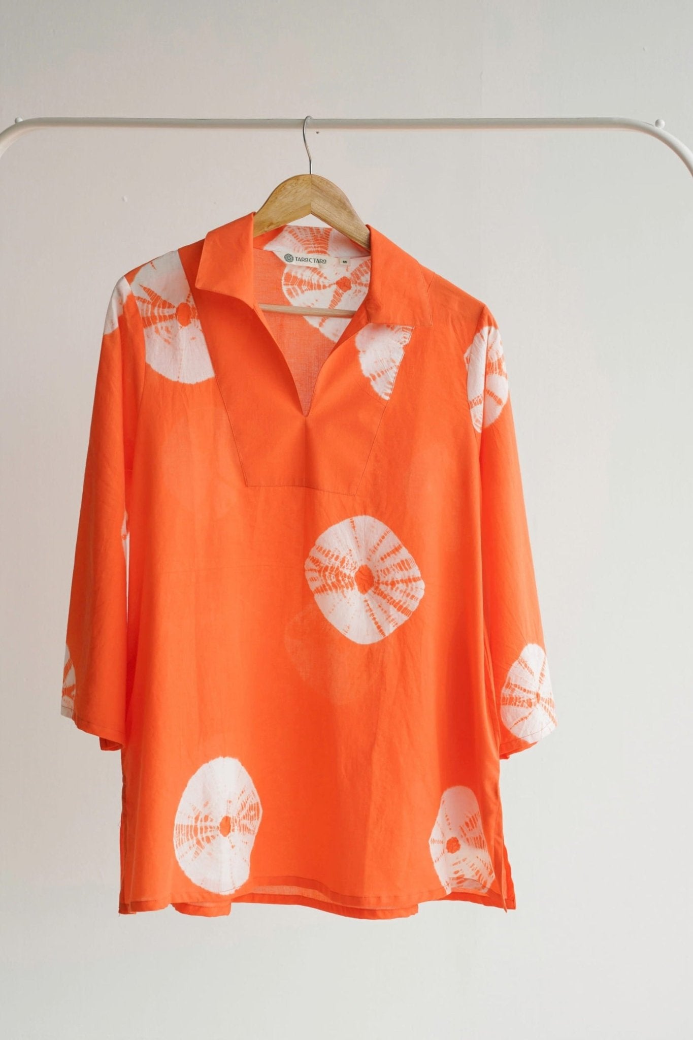 Orange Bandhej Shibori Hand Block Printed Tunic - Tara-C-Tara