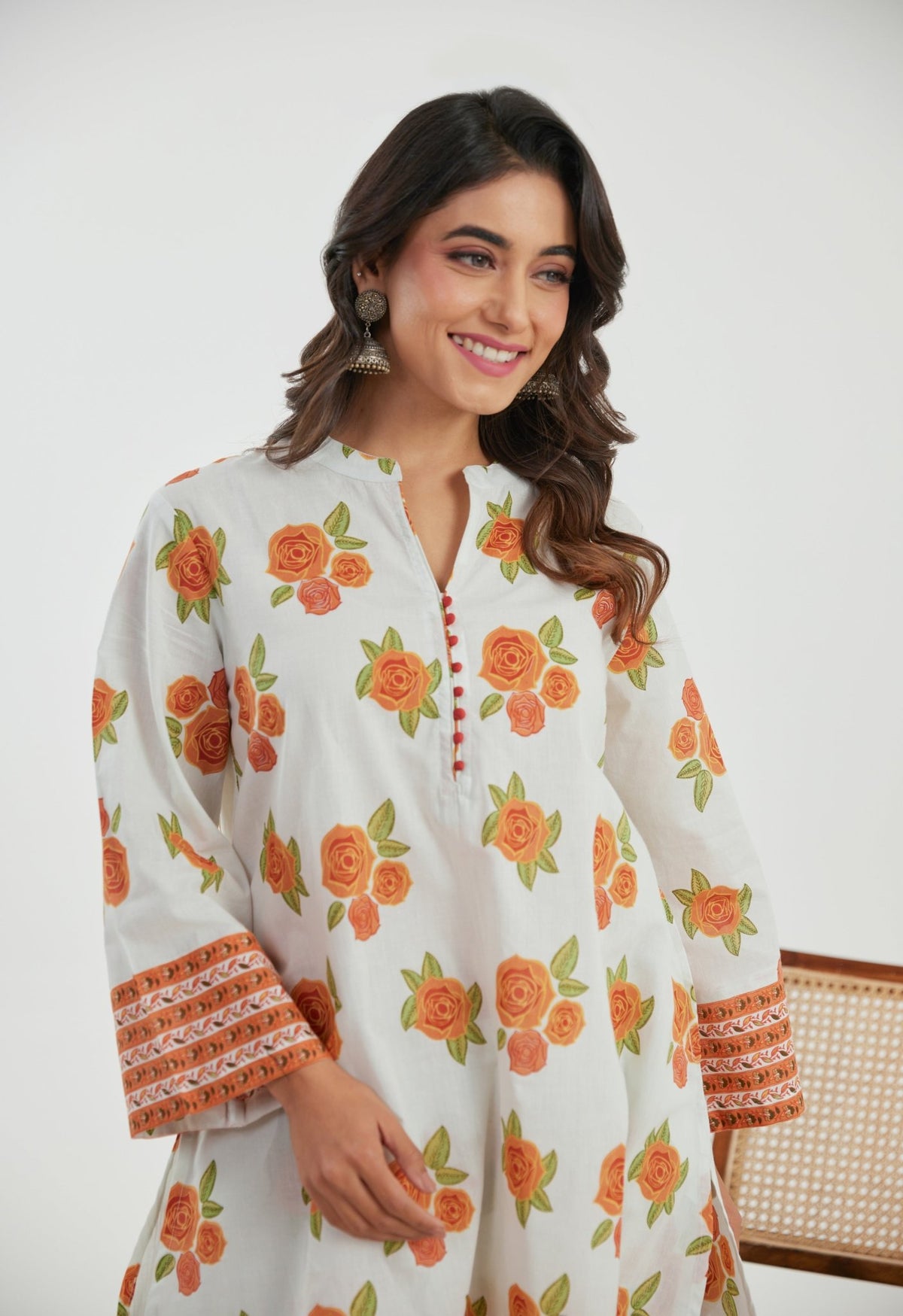 Orange Floral Printed Co - ord Set - Tara - C - Tara