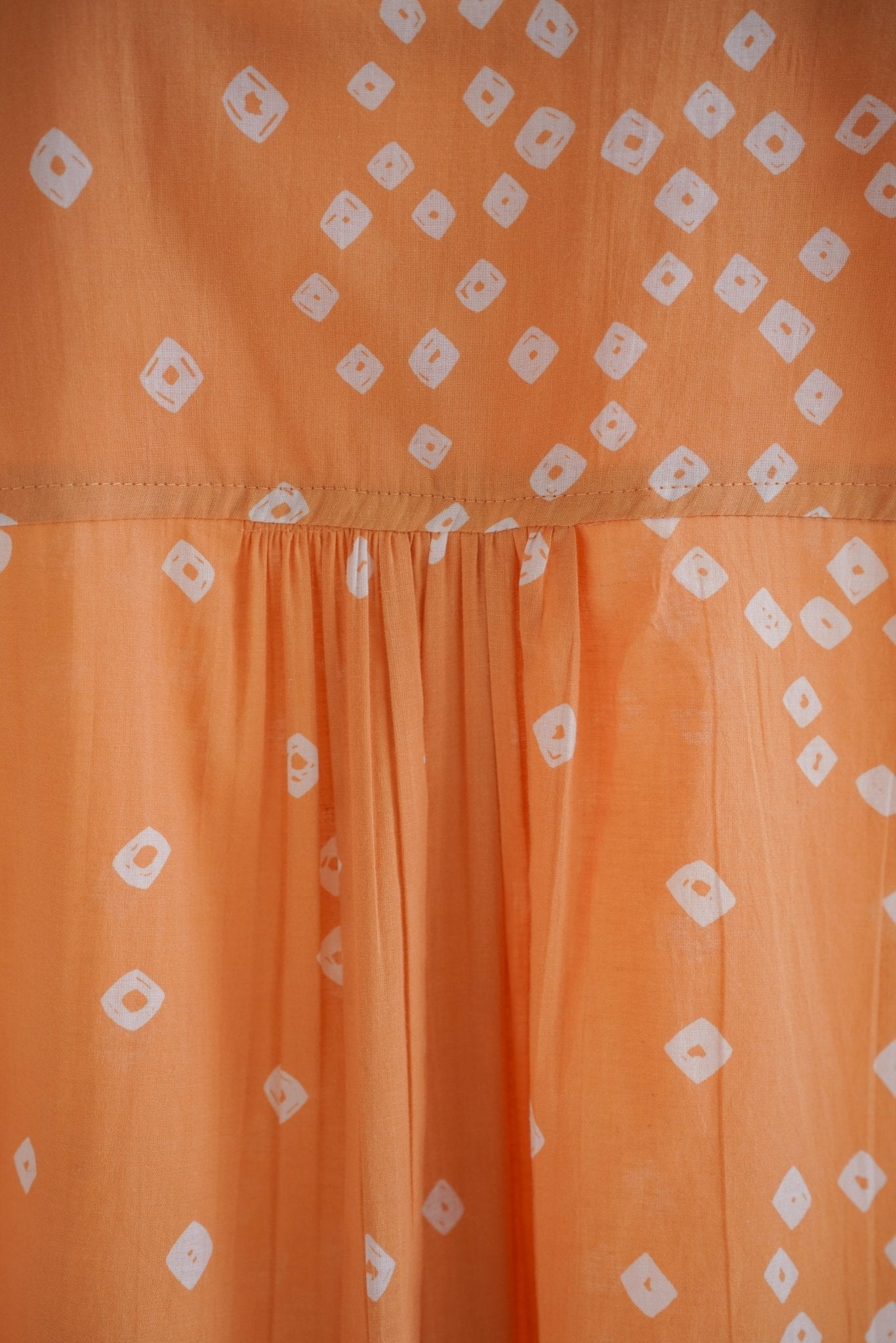 Peach Bandhej Hand Block Printed Cotton Shirt - Tara-C-Tara