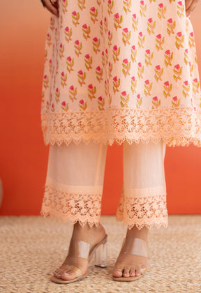 PEACH BUTI HAND BLOCK PRINTED COORD SET - Tara - C - Tara