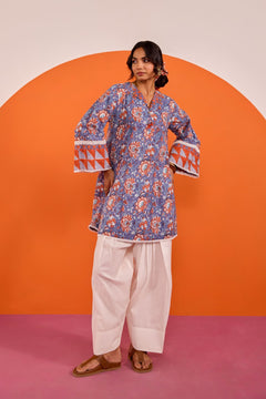 Periwinkle Floral Hand block Printed Co-ord Set