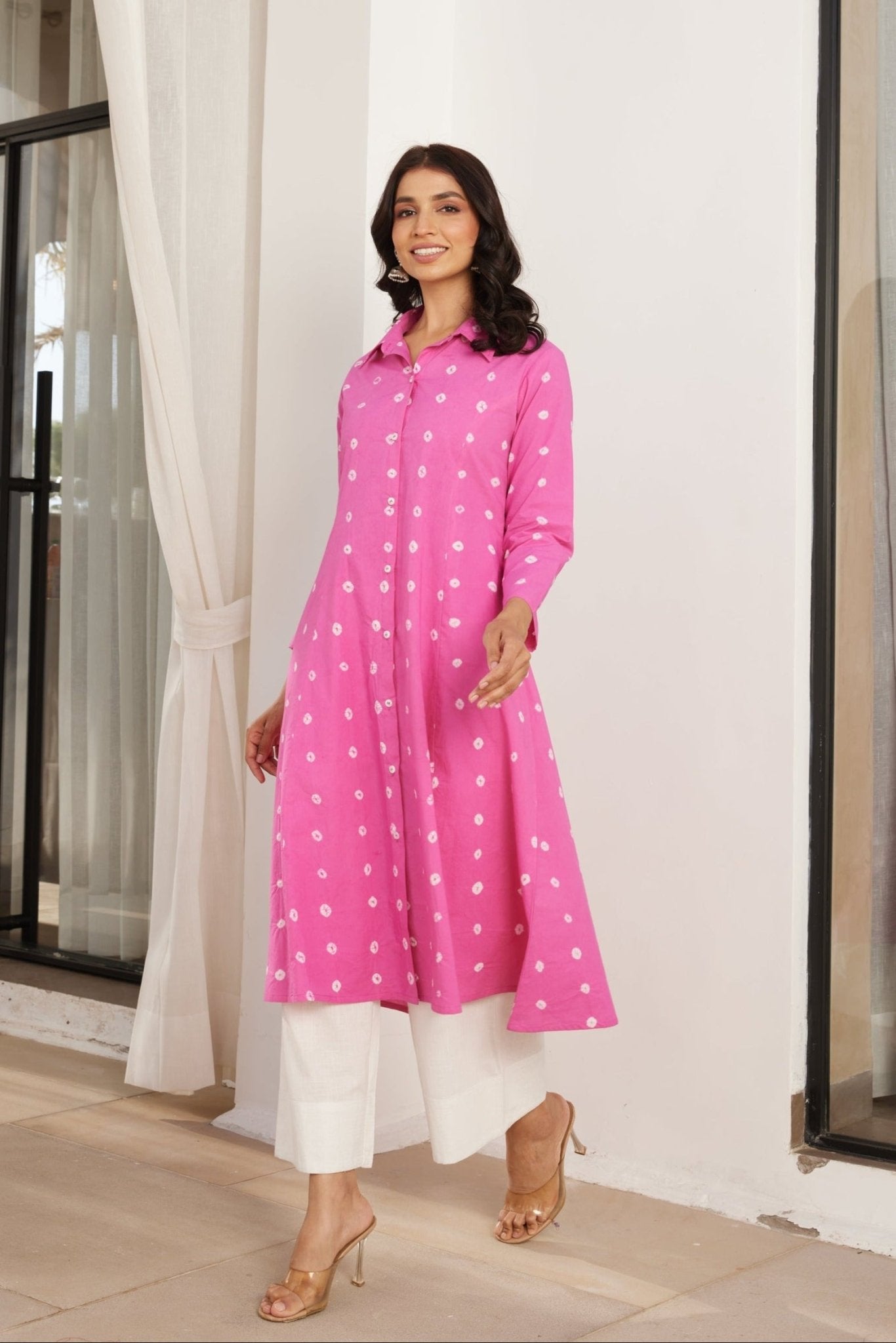 Pink Bandhej Hand Tie Dye Coord Set - Tara - C - Tara