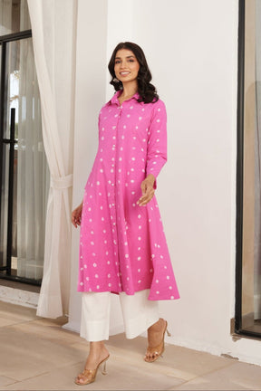 Pink Bandhej Hand Tie Dye Coord Set - Tara - C - Tara