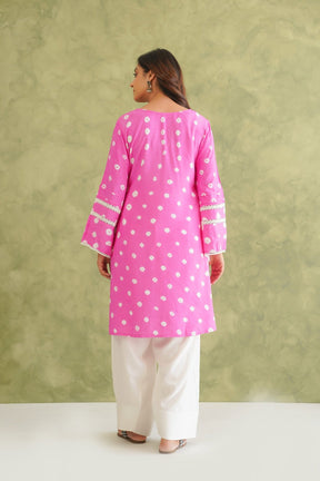 Pink Bandhej Hand Tie Dye Coord Set With Farsi Salwar - Tara - C - Tara