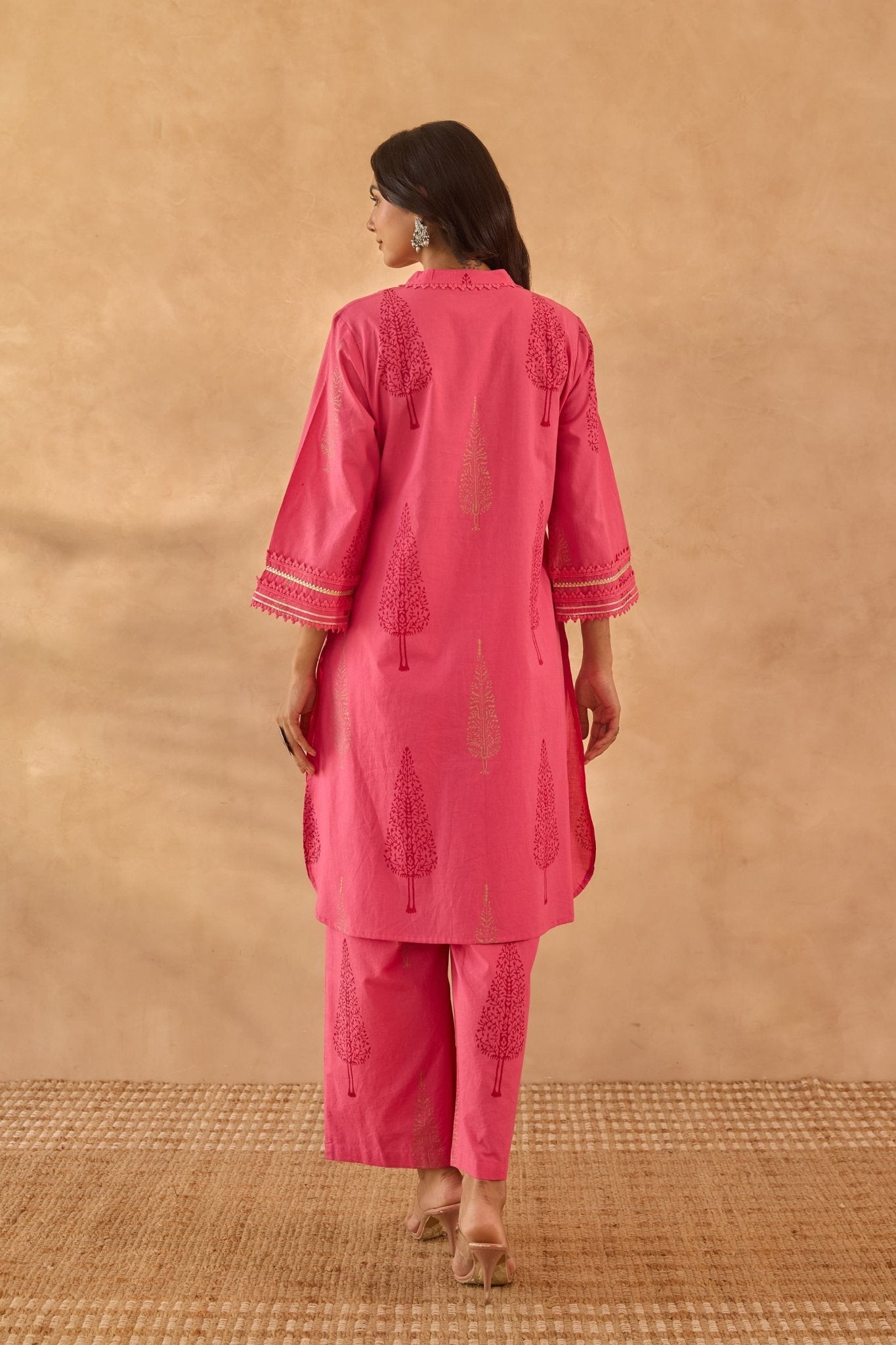 Pink Buta Printed Coord Set - Tara - C - Tara