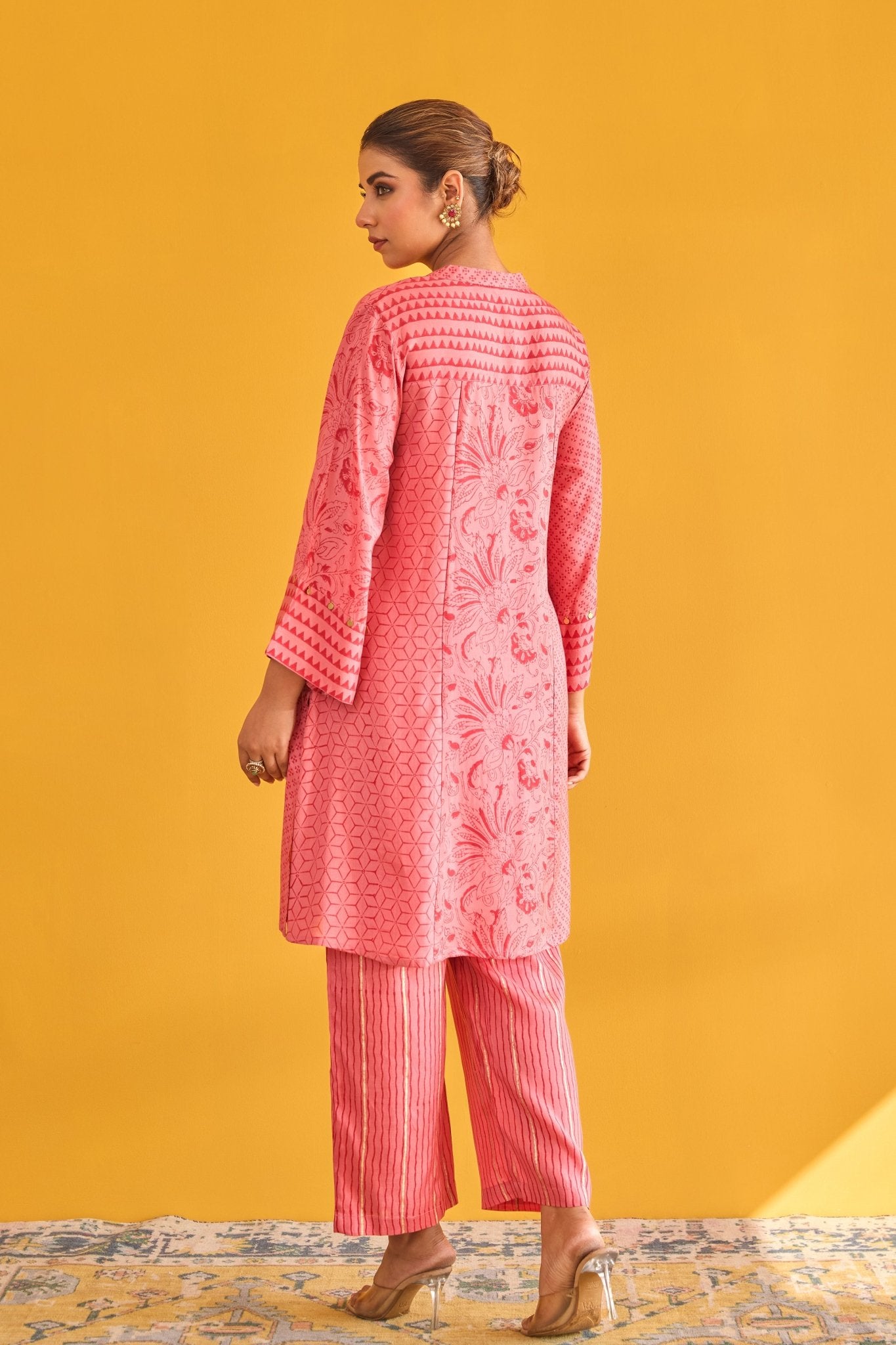 Pink Coral Hand Block Printed Coord Set - Tara - C - Tara