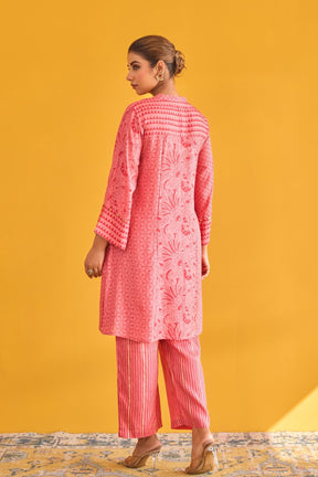 Pink Coral Hand Block Printed Coord Set - Tara - C - Tara