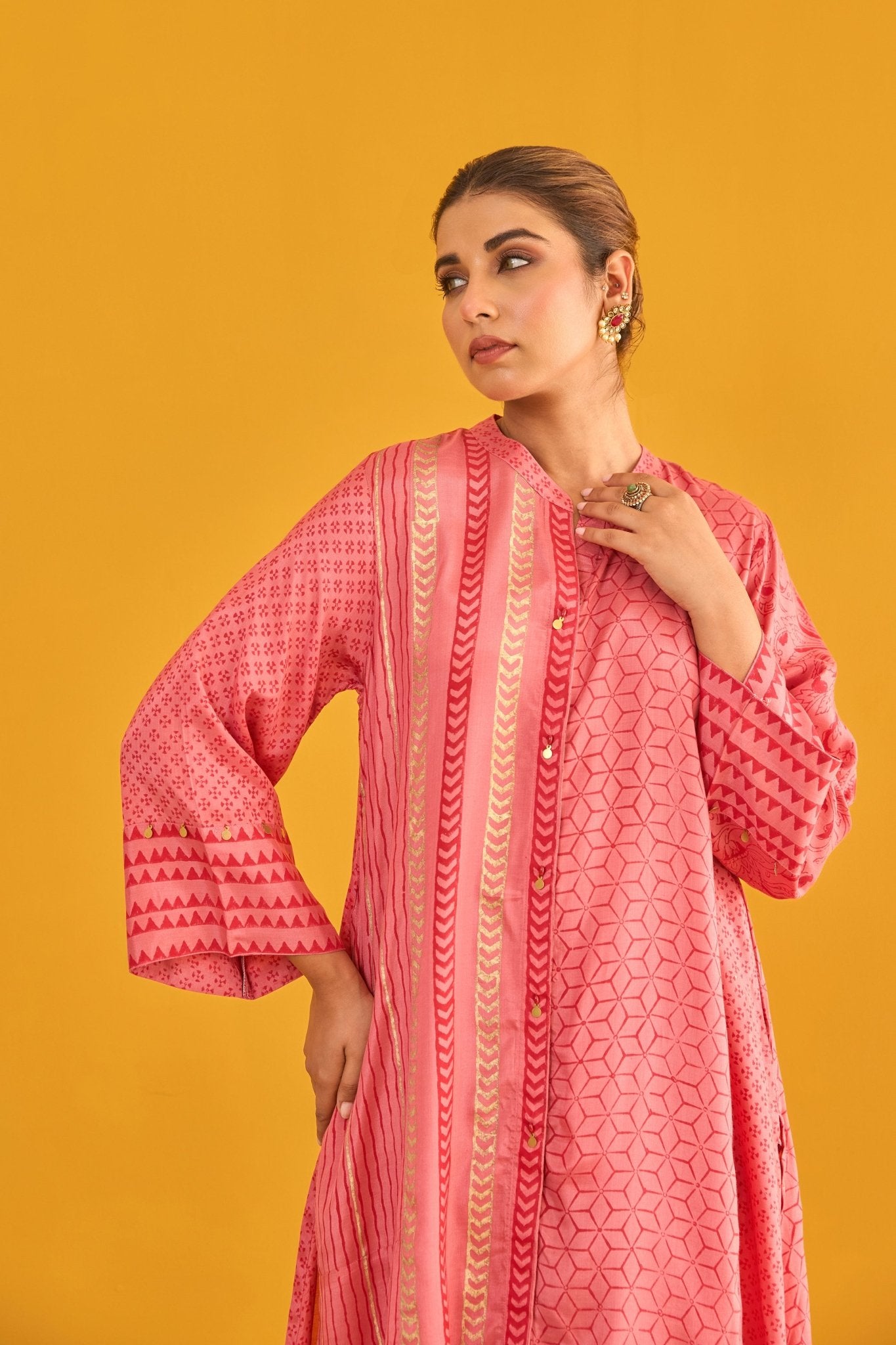 Pink Coral Hand Block Printed Coord Set - Tara - C - Tara