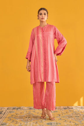 Pink Coral Hand Block Printed Coord Set - Tara - C - Tara