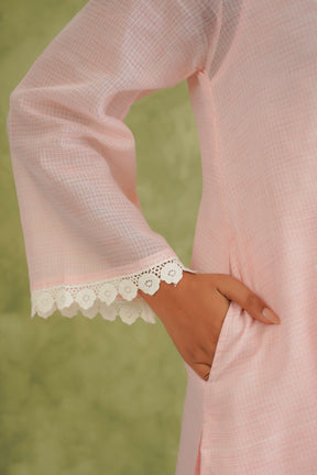 Pink Doriya Sweet Heart Kurta With farshi Salwar - Tara - C - Tara