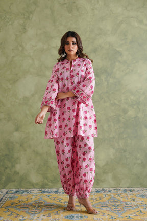 Pink floral Printed Coord Set - Tara - C - Tara