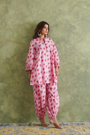 Pink floral Printed Coord Set - Tara - C - Tara