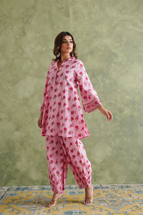 Pink floral Printed Coord Set - Tara - C - Tara