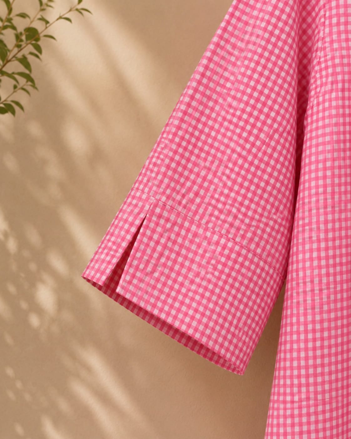Pink Gingham Check Cotton Kurta - Tara-C-Tara