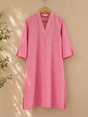 Pink Gingham Check Cotton Kurta