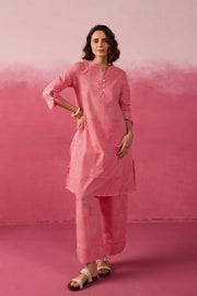 Pink Gingham Check Printed Cotton Co-ord Set