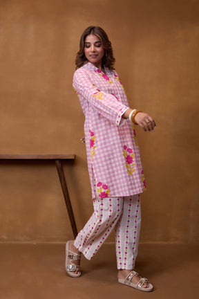 Pink Gingham Floral Co-ord Set - Tara-C-Tara
