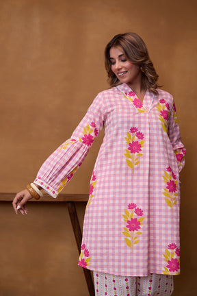 Pink Gingham Floral Co-ord Set - Tara-C-Tara