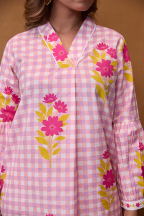 Pink Gingham Floral Co-ord Set - Tara-C-Tara