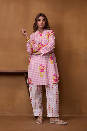 Pink Gingham Floral Co-ord Set - Tara-C-Tara