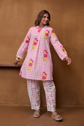 Pink Gingham Floral Co-ord Set - Tara-C-Tara