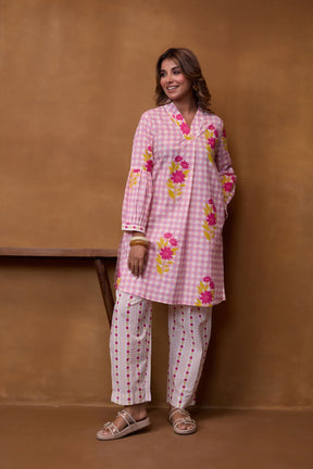 Pink Gingham Floral Co-ord Set - Tara-C-Tara