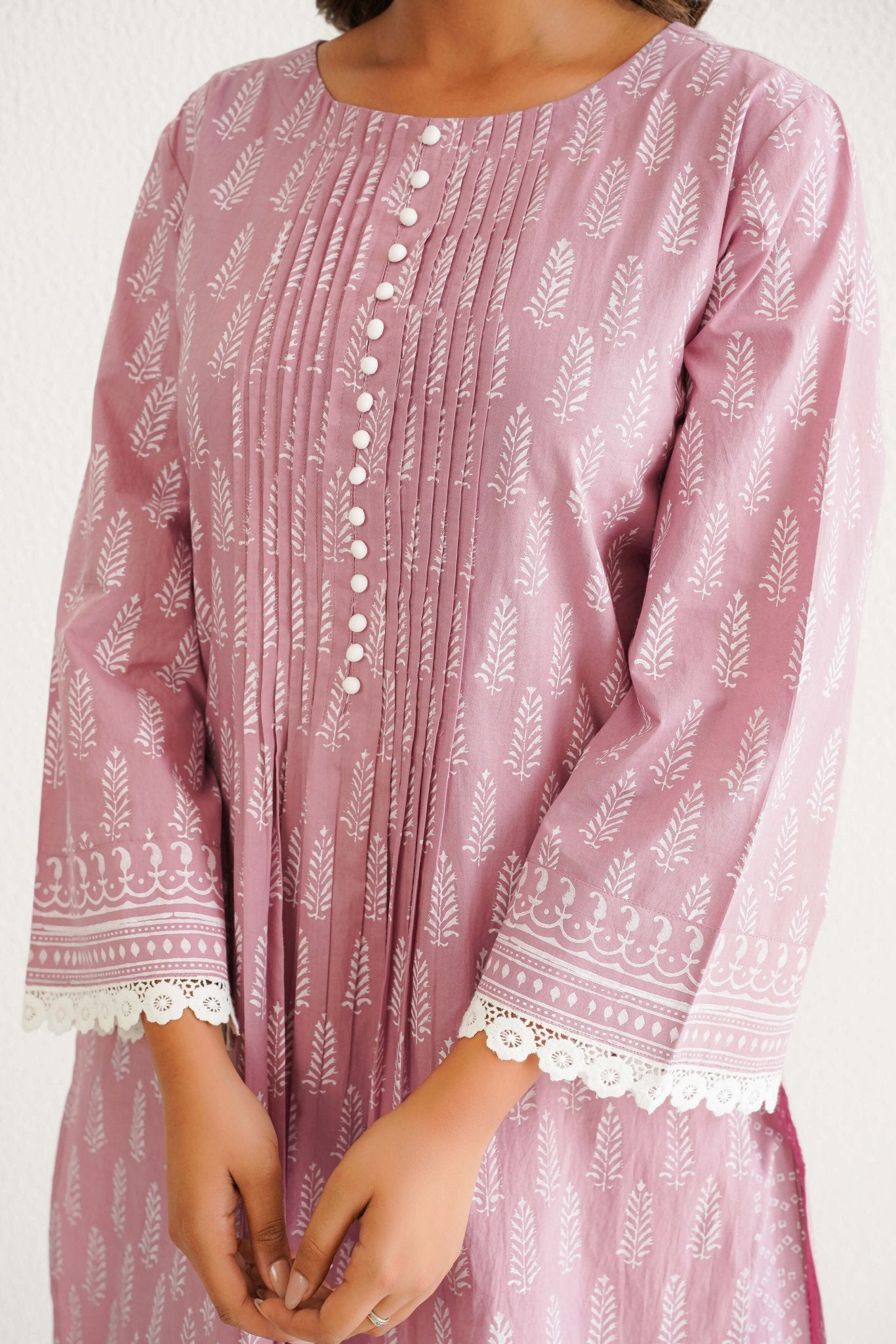 Pink khari Hand Block Printed Coord Set - Tara - C - Tara