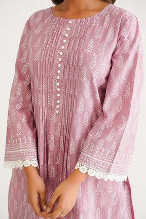 Pink khari Hand Block Printed Coord Set - Tara - C - Tara