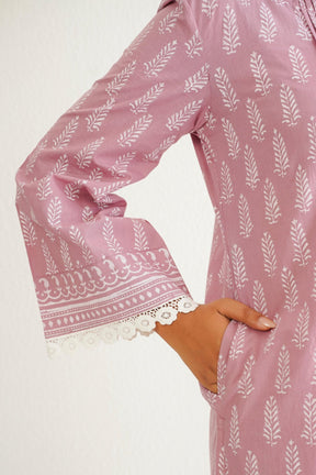 Pink khari Hand Block Printed Coord Set - Tara - C - Tara