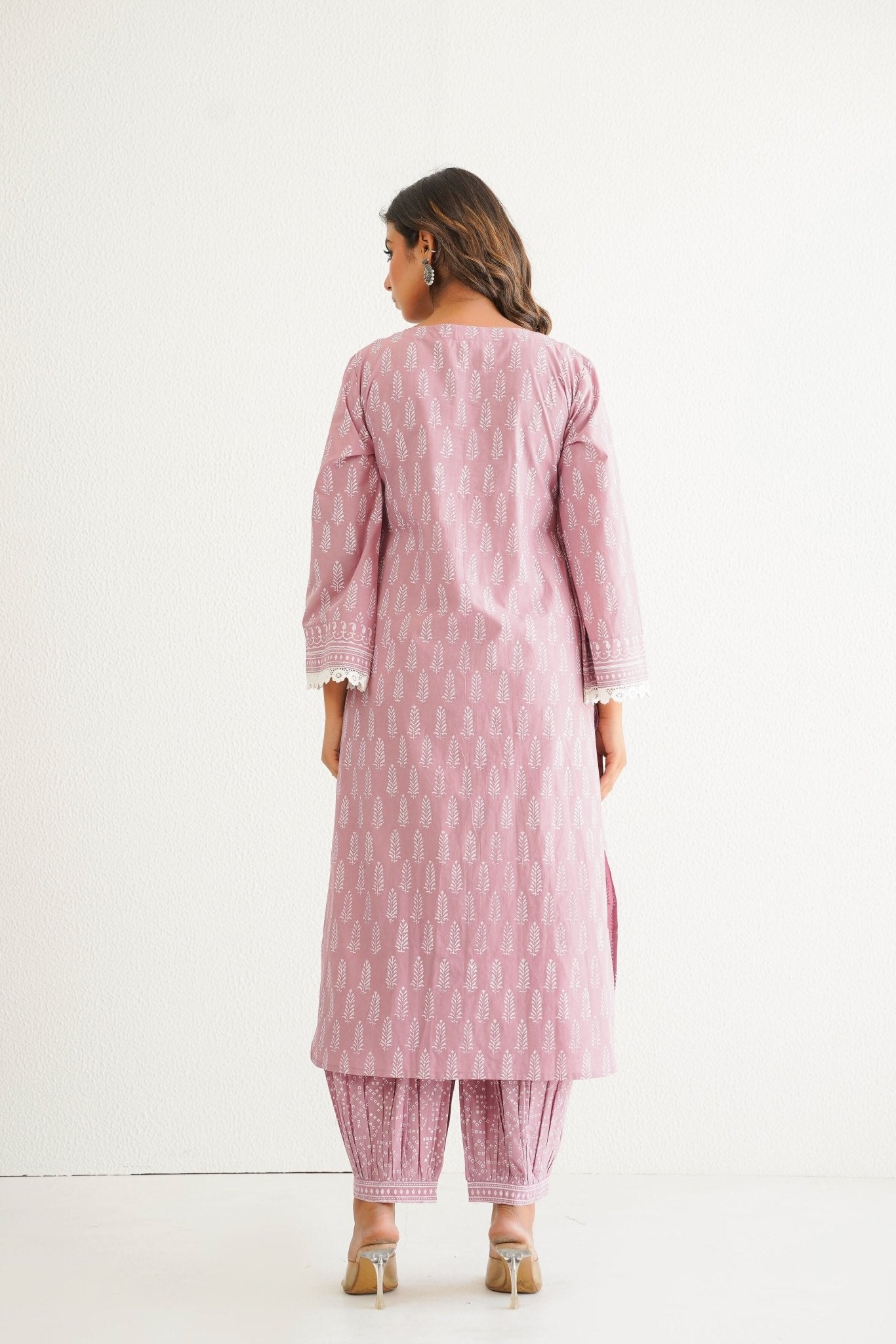 Pink khari Hand Block Printed Coord Set - Tara - C - Tara