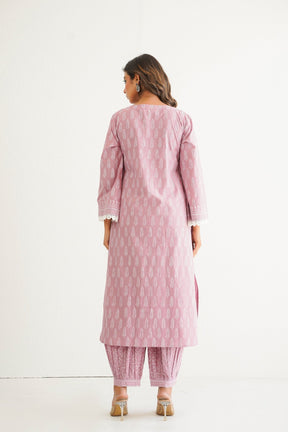 Pink khari Hand Block Printed Coord Set - Tara - C - Tara