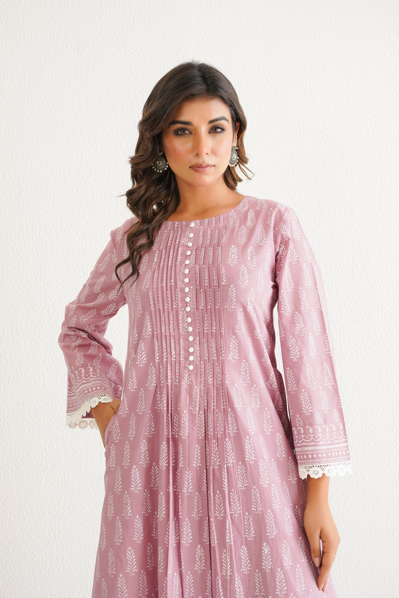 Pink khari Hand Block Printed Coord Set - Tara - C - Tara