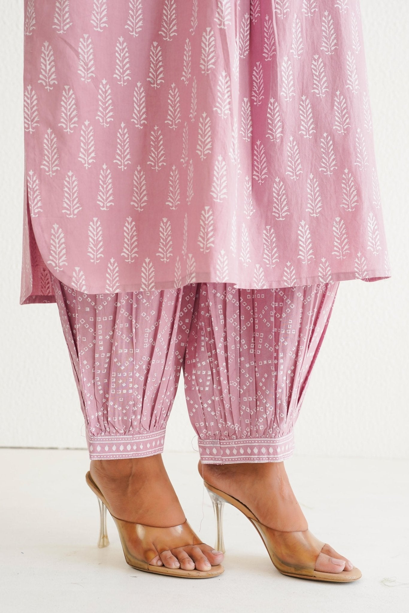Pink khari Hand Block Printed Coord Set - Tara - C - Tara