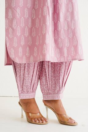 Pink khari Hand Block Printed Coord Set - Tara - C - Tara